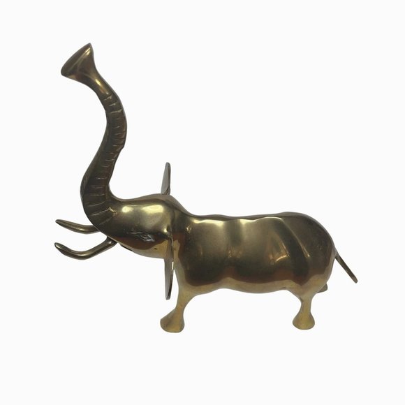 Vintage Brass Elephant Sculpture Figurine Trunk Raised - Picture 5 of 7
